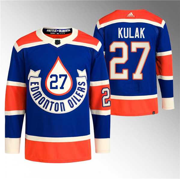 Mens Edmonton Oilers #27 Brett Kulak 2023 Royal Heritage Classic Primegreen Stitched Jersey Dzhi->->NHL Jersey